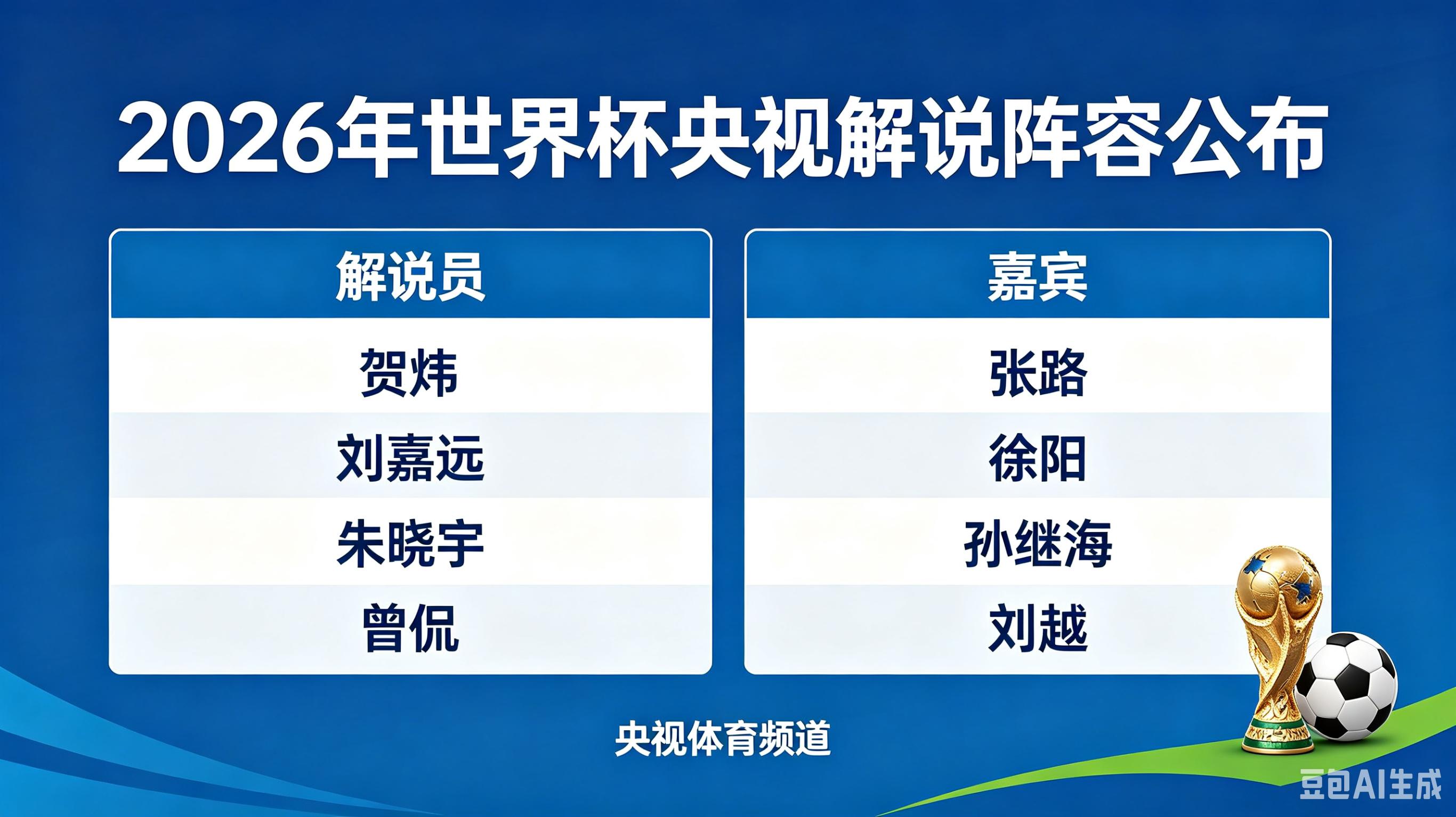 2026美加墨世界杯开幕在即，央视解说天团阵容揭晓